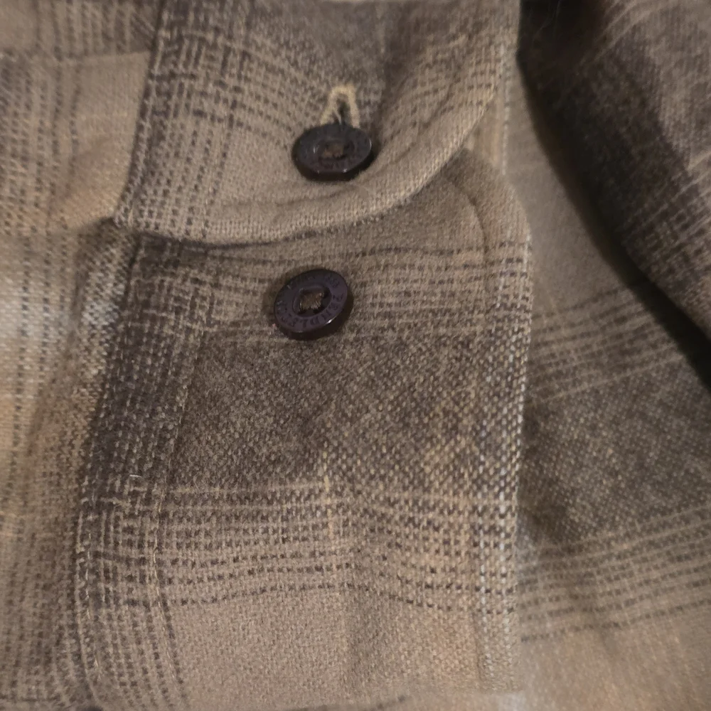 Vintage Pendleton Trail Shirt XL Tan Plaid Suede Elbow Patches No Flaws - Picture 10 of 11